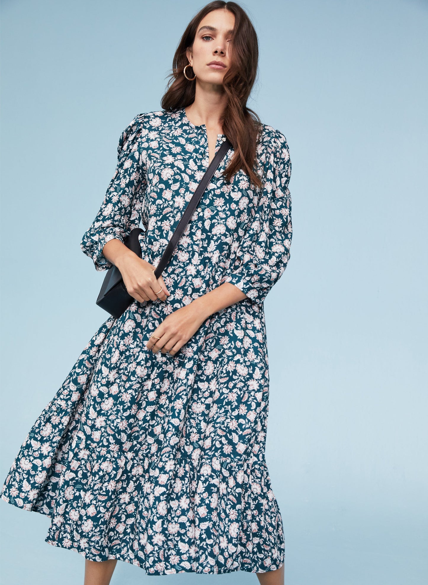 Carol Dress with LENZING ECOVERO / Dark Cedar Saraca
