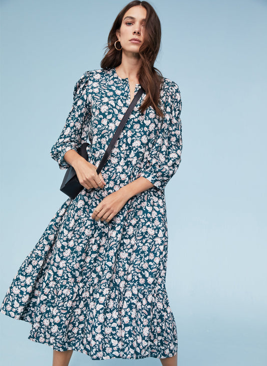 Carol Dress with LENZING ECOVERO / Dark Cedar Saraca