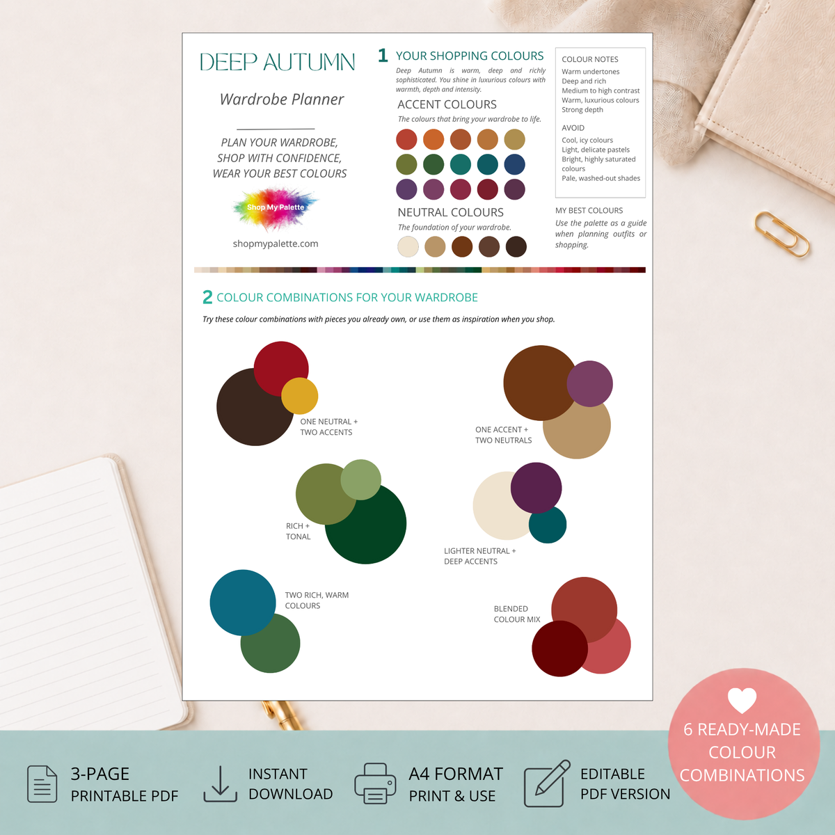 Deep Autumn Mini Wardrobe Planner PDF