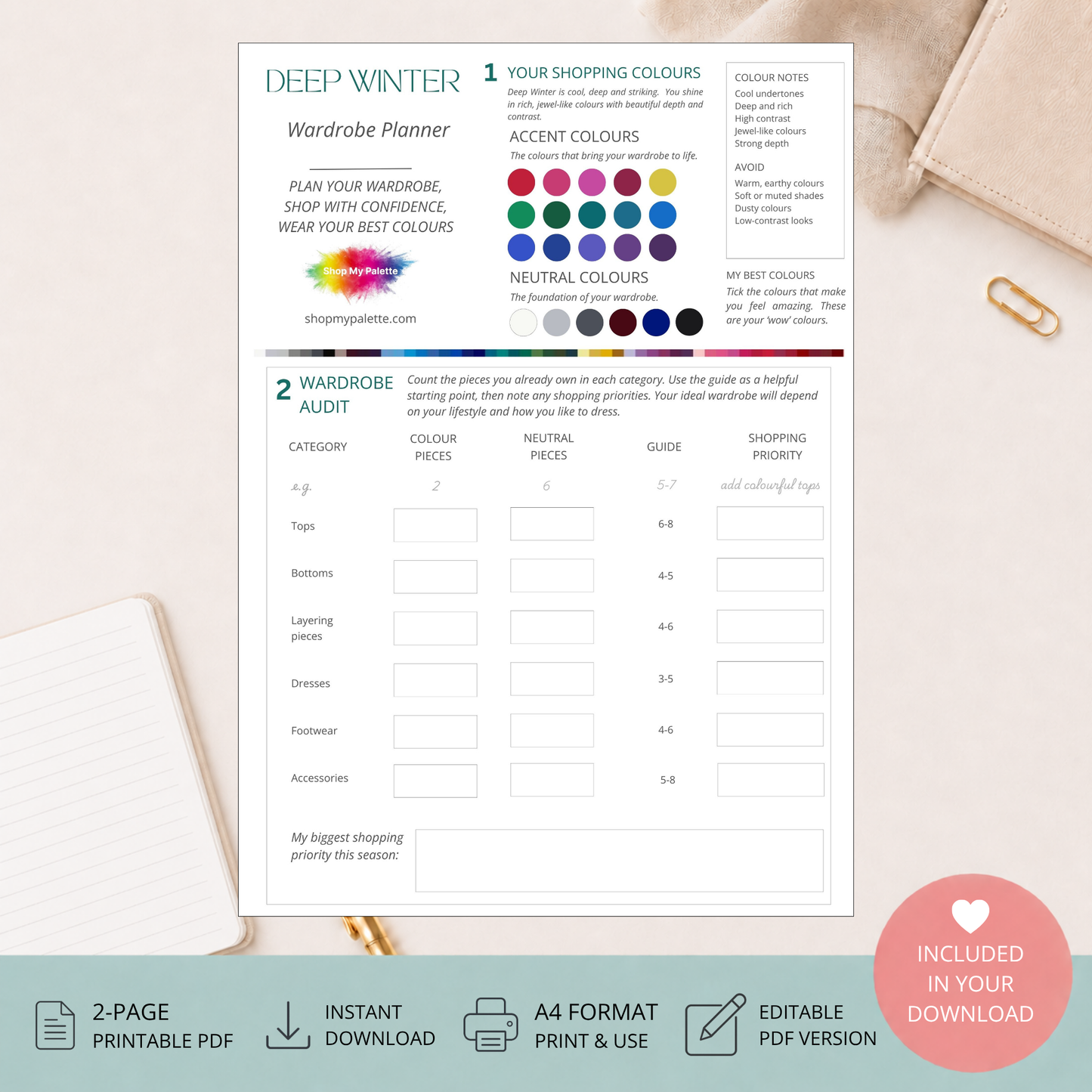 Deep Winter Wardrobe Planner PDF