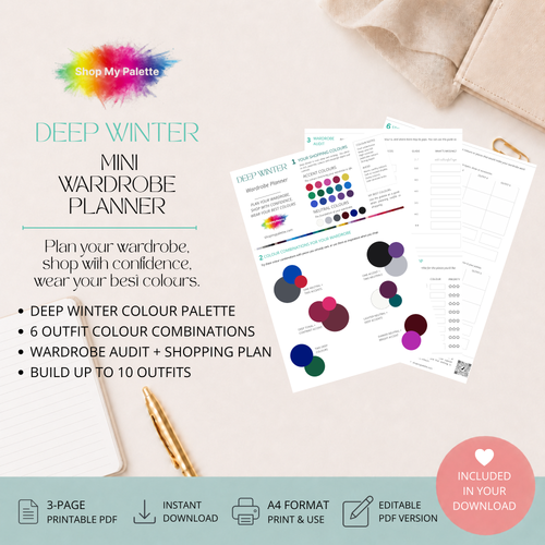 Deep Winter mini wardrobe planner pdf product preview.