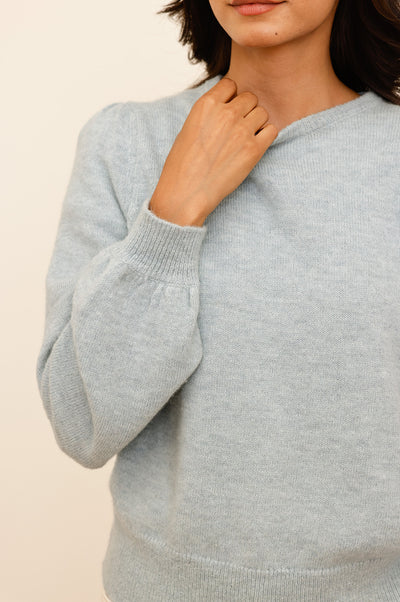Alpaca Blend Puff Sleeve Jumper - Dusty Blue