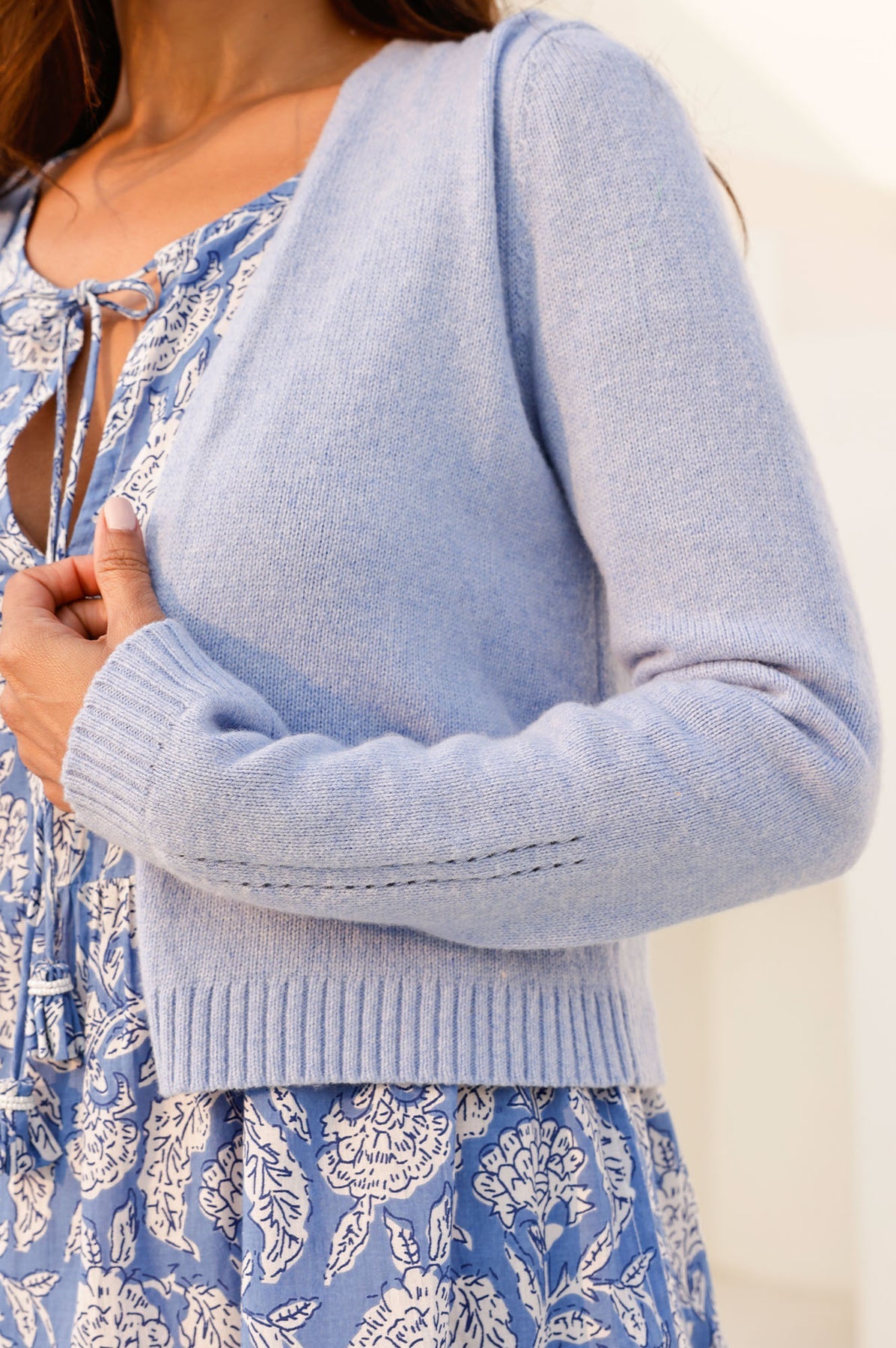 Merino Wool Edge To Edge Cardigan Blue