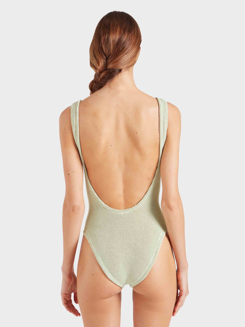 Square Neck Crinkle Swimsuit - Sage