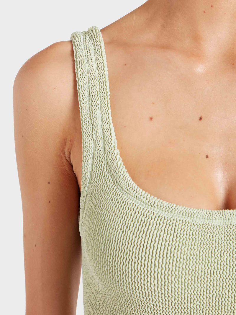 Square Neck Crinkle Swimsuit - Sage
