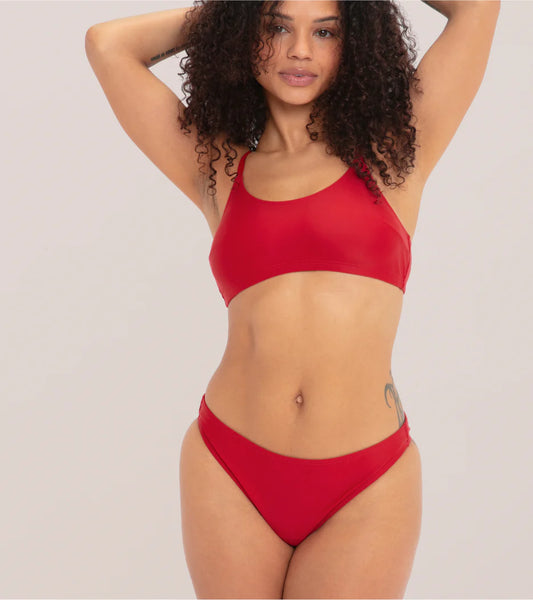 Period Swimwear Brazilian Bottoms, Red