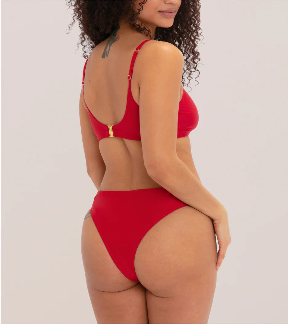 Period Swimwear Brazilian Bottoms, Red