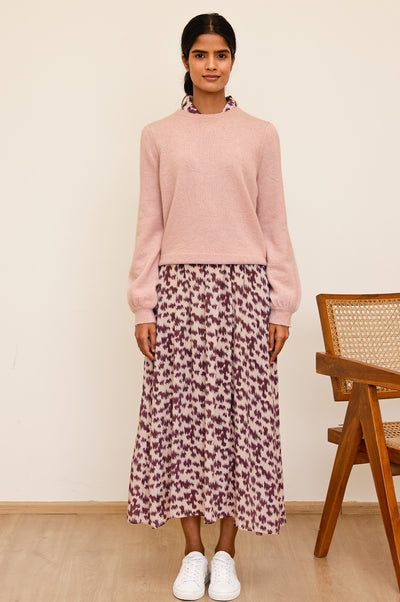 Alpaca Blend Puff Sleeve Jumper - Dusty Pink