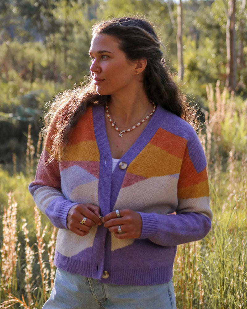 Scenic Knitted Cardigan - Scenic Sunrise Orange