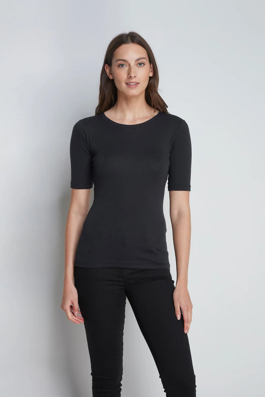 Half Sleeve Crew Neck Cotton Modal Blend T-shirt Black