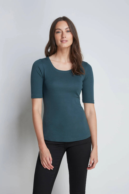 Half Sleeve Scoop Neck T-Shirt Green