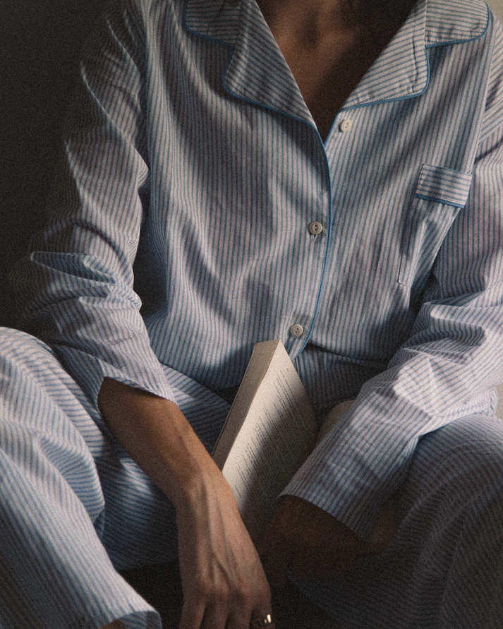 The Classic Poplin PJ Set - Sky Stripe