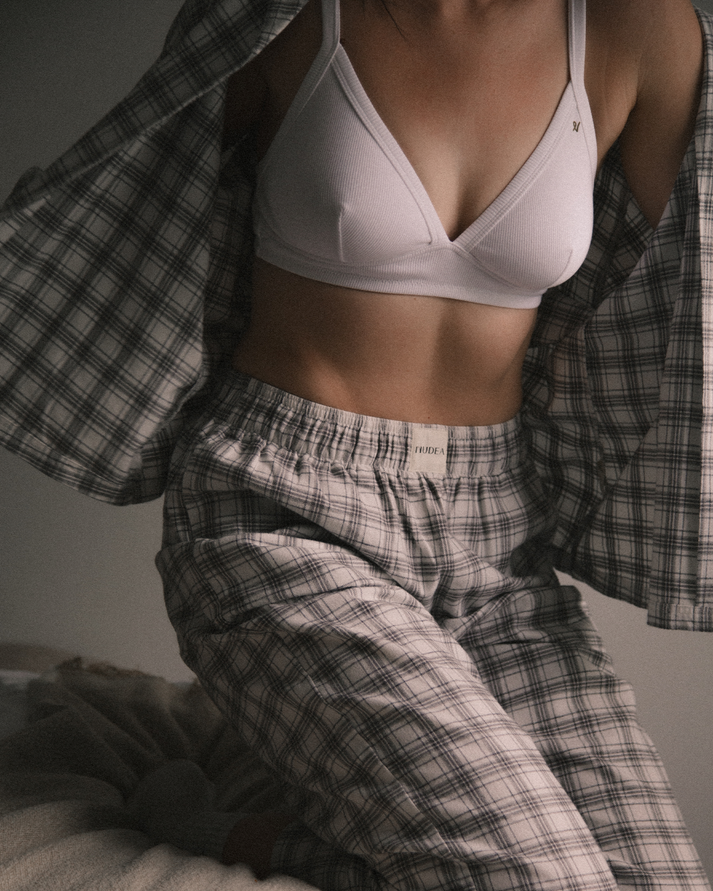 The Flannel PJ Set - Grey and White Check
