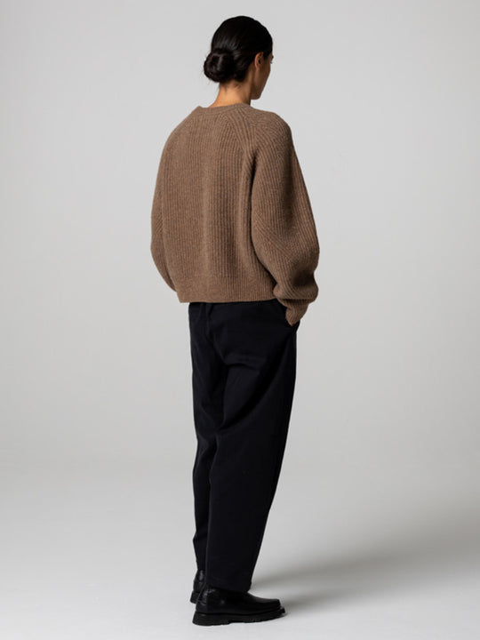 Amy Powney + Finisterre Fisherman Rib Crew Neck Jumper - Earth Brown