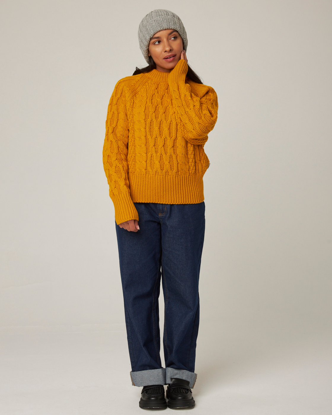 Isobel Aran Jumper - Saffron