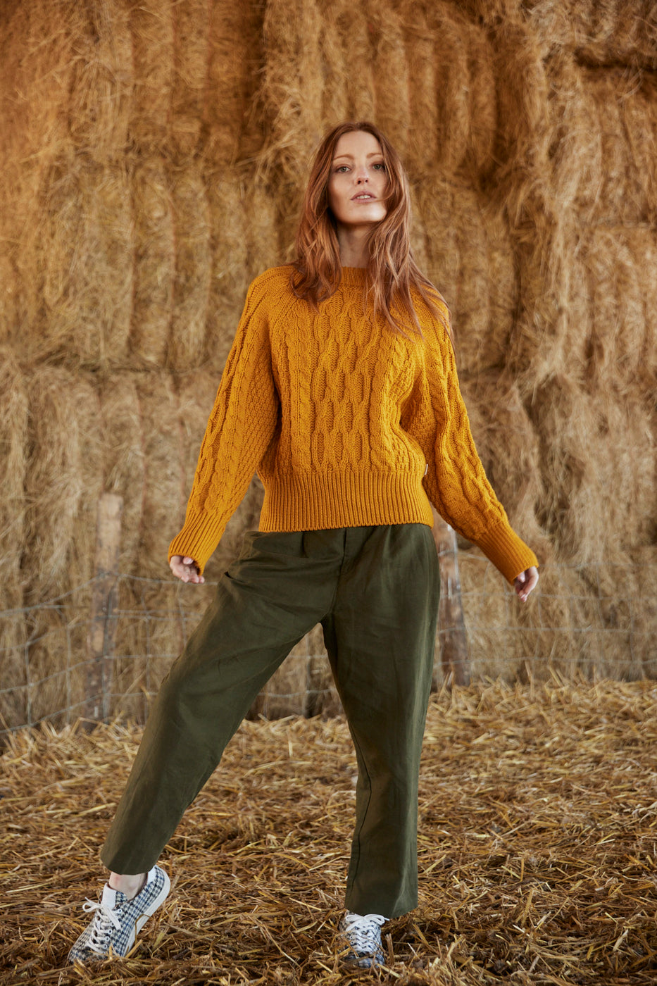 Isobel Aran Jumper - Saffron