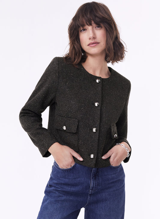 Anjeli Recycled Jacket Black Herringbone