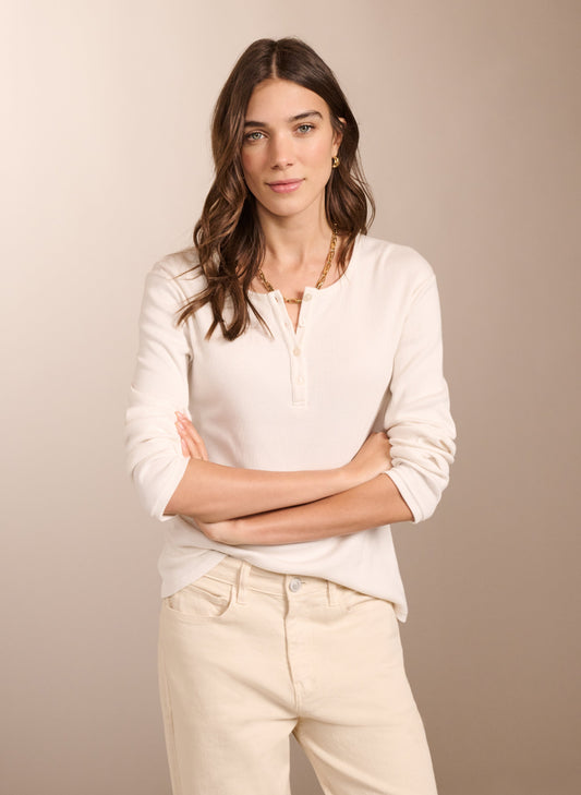 Baukjen Essentials Organic Cotton Henley Top Antique White