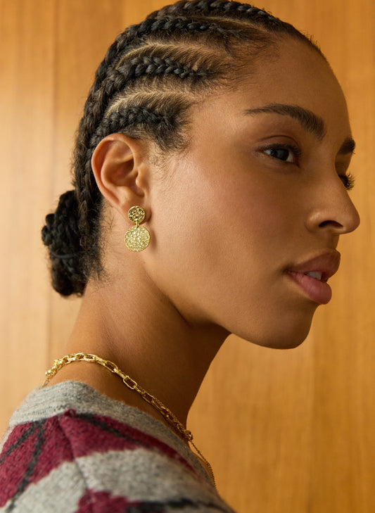 Rose Drop Earrings - One Size / Gold