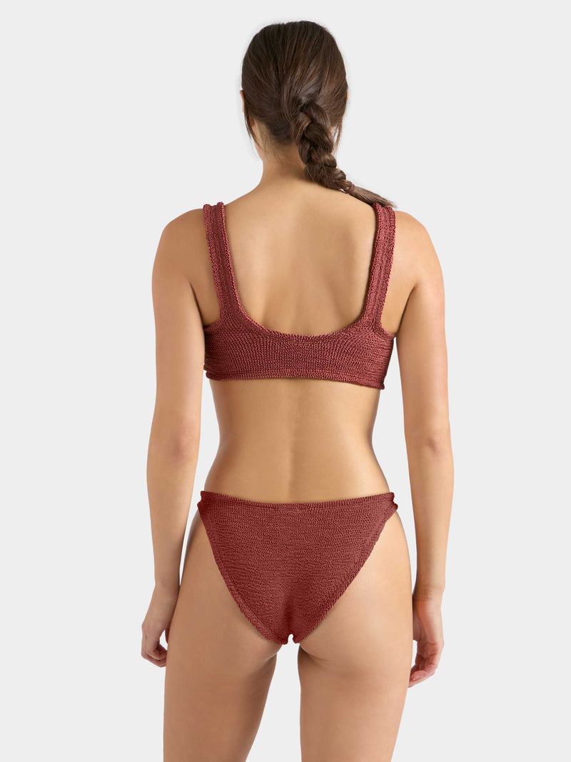 Julia Bikini With Gold Hoop - Metallic Rosewood