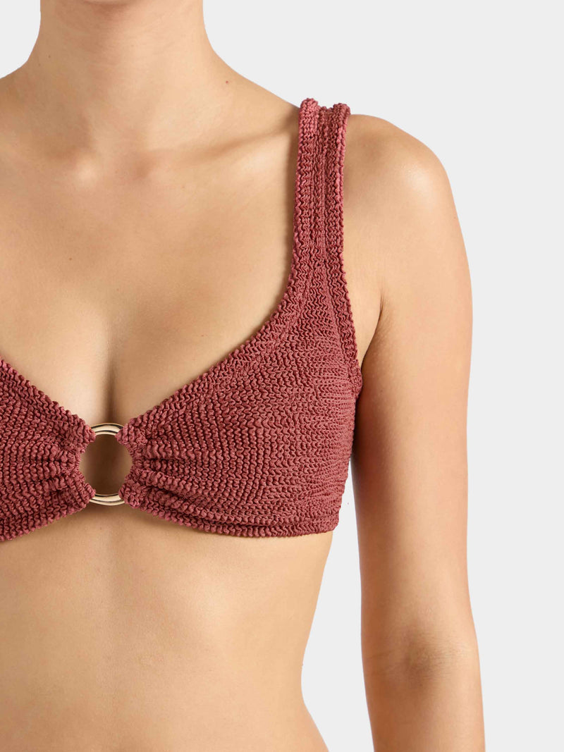 Julia Bikini With Gold Hoop - Metallic Rosewood