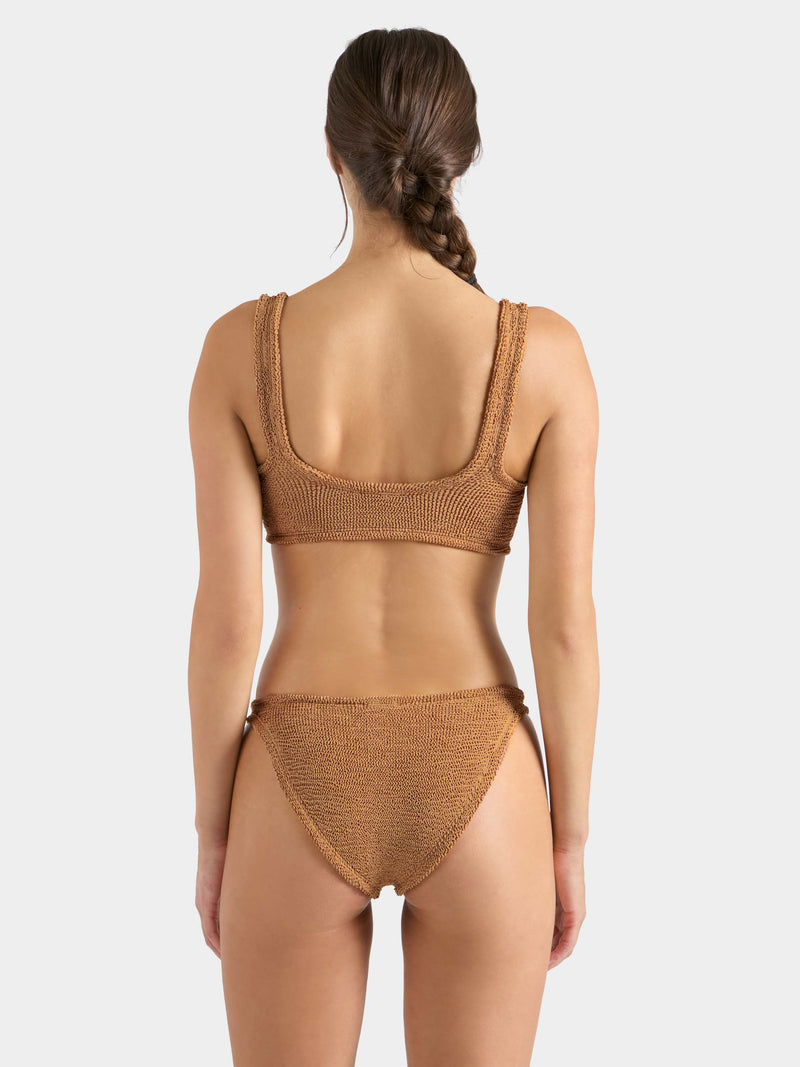 Julia Bikini With Gold Hoop - Metallic Cocoa