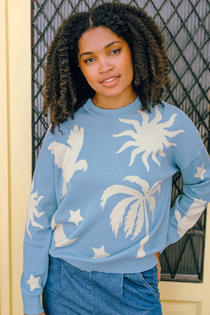 Andi Jumper - Blue/Cream, Tropical Nights