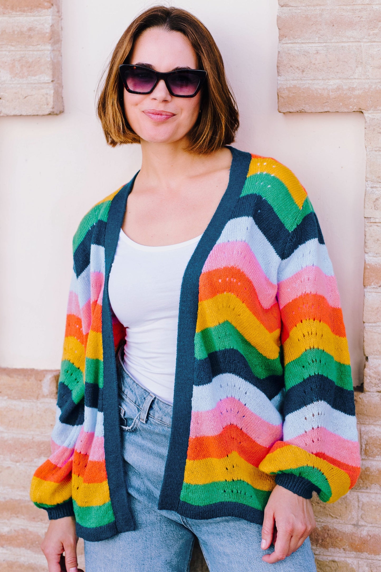 Bella Cardigan - Multi, Rainbow Waves