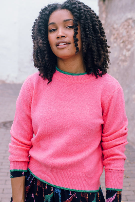 Helena Jumper - Pink, Contrast Tipping
