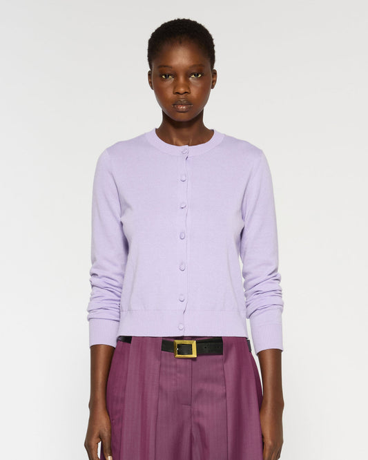 Lavender cashmere round neck cardigan