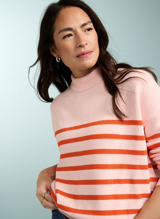 Hallie Organic Cotton Jumper Powder Pink & Orange