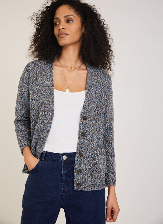 Anessa Recycled Wool Blend Cardigan Black / Tortoise