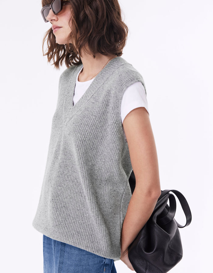 Katalina Recycled Wool Knitted Vest / Grey Fleck