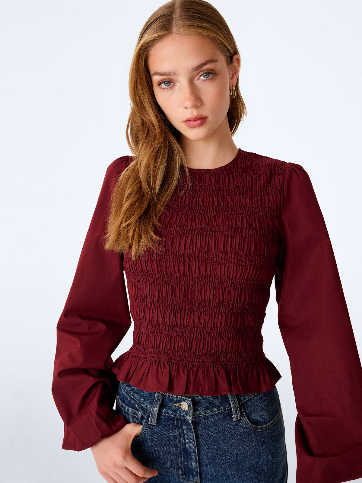 Kallope Blouse in Deep Wine