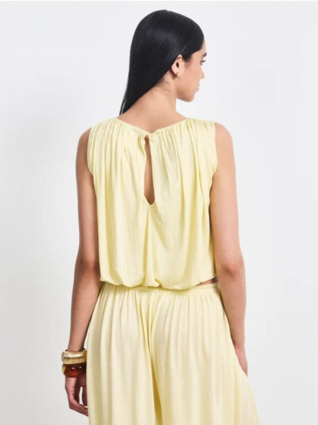 Koa Puff Ball Hem Top in Lemon