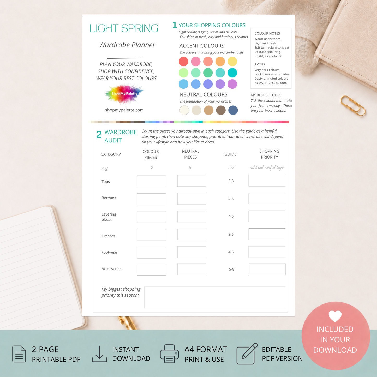 Light Spring Wardrobe Planner PDF