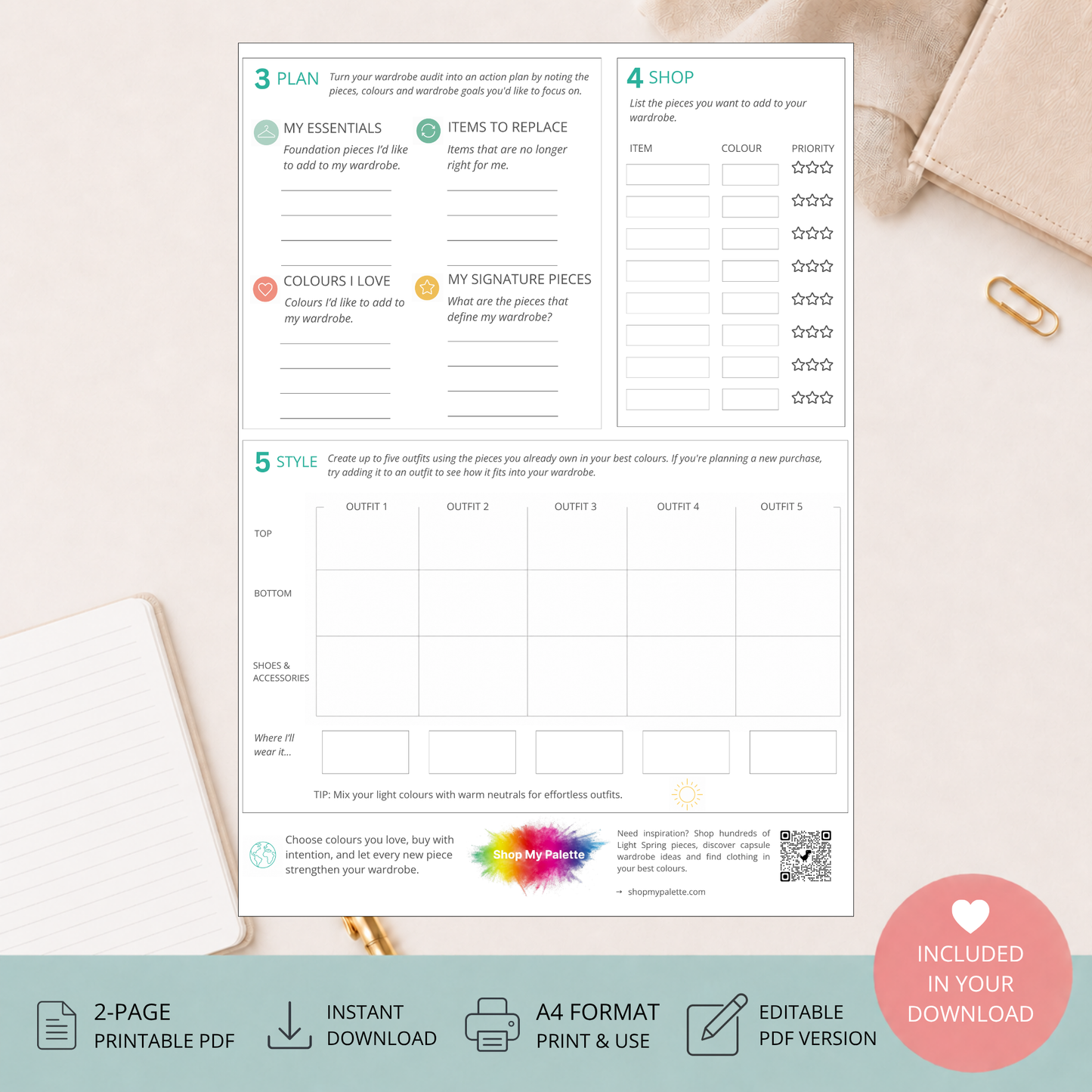 Light Spring Wardrobe Planner PDF