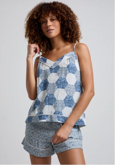 Lily and Lionel Camilla Cami & Short Aster Patchwork Print Set in Blue