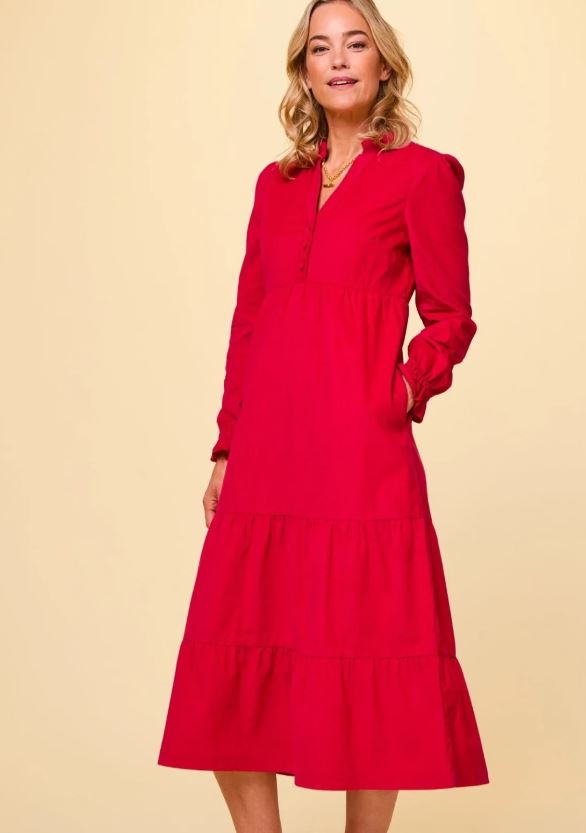 Liv Corduroy Dress - Red