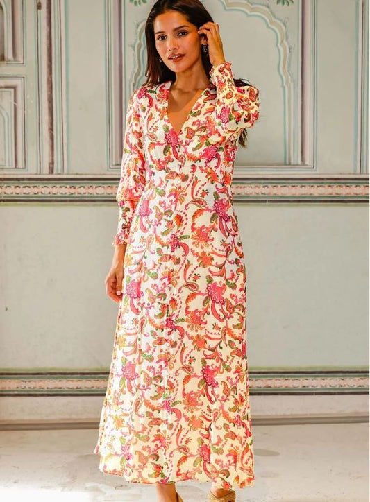 Long Sleeve Sally Ann Dress - Paisley Floral