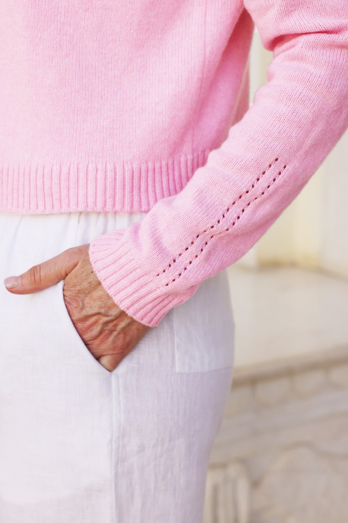 Merino Wool Edge To Edge Cardigan Pink