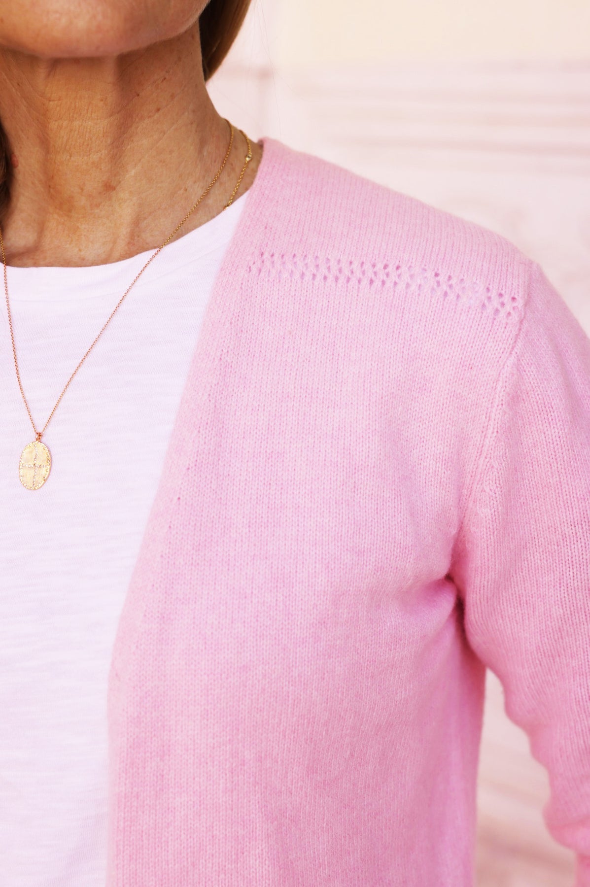 Merino Wool Edge To Edge Cardigan Pink