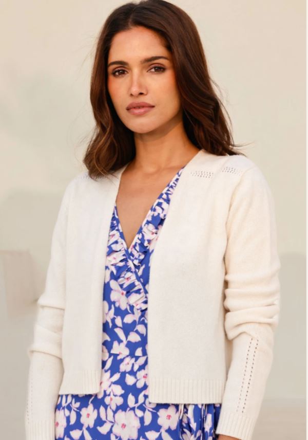 Merino Wool Edge To Edge Cardigan Ivory