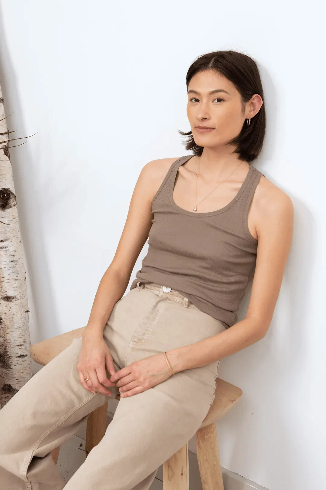 Organic Cotton Scoop Neck Tank Top Rosy Brown