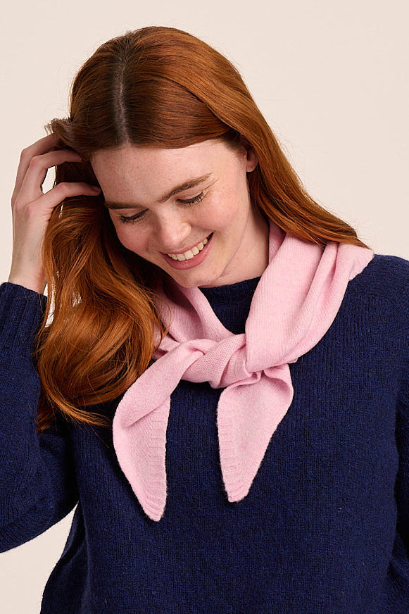 Nova Knitted Triangle Scarf - Pink