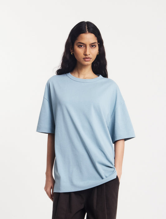 Powder blue organic cotton tshirt.