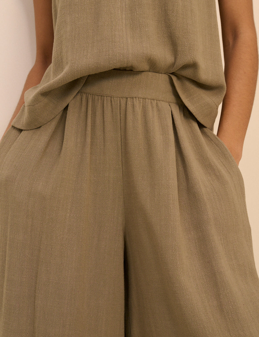 Khaki Wide Leg Jerrow Trousers
