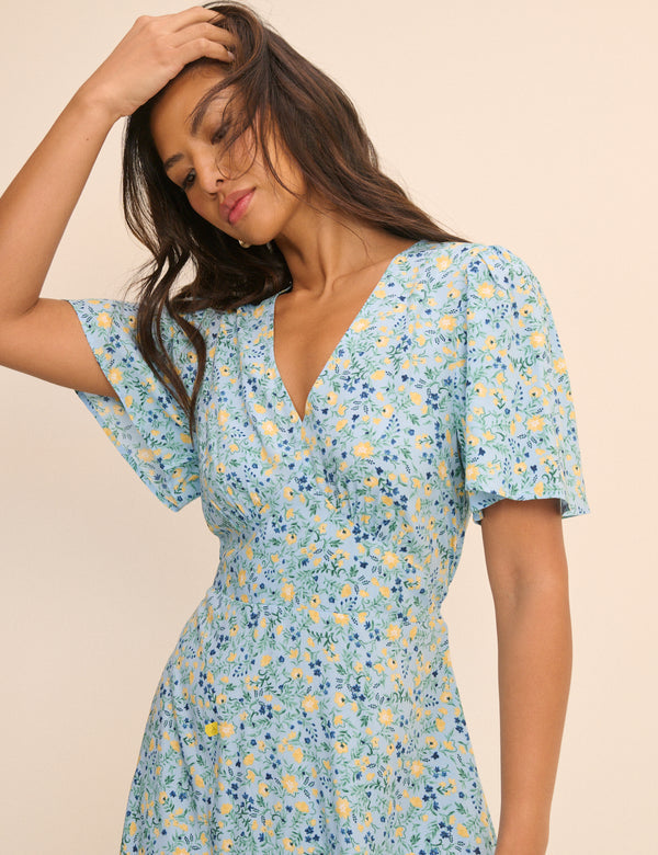 Blue Floral Atlas Midi Dress
