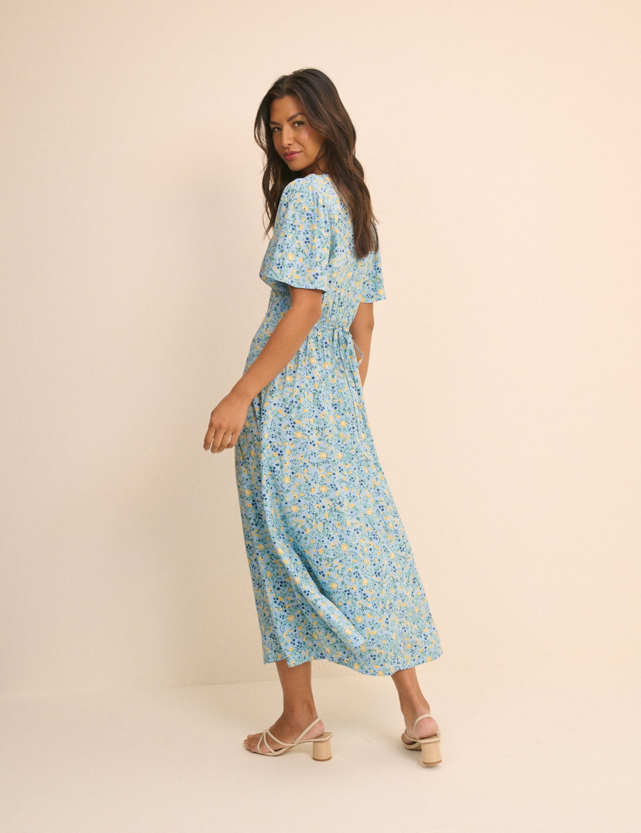 Blue Floral Atlas Midi Dress