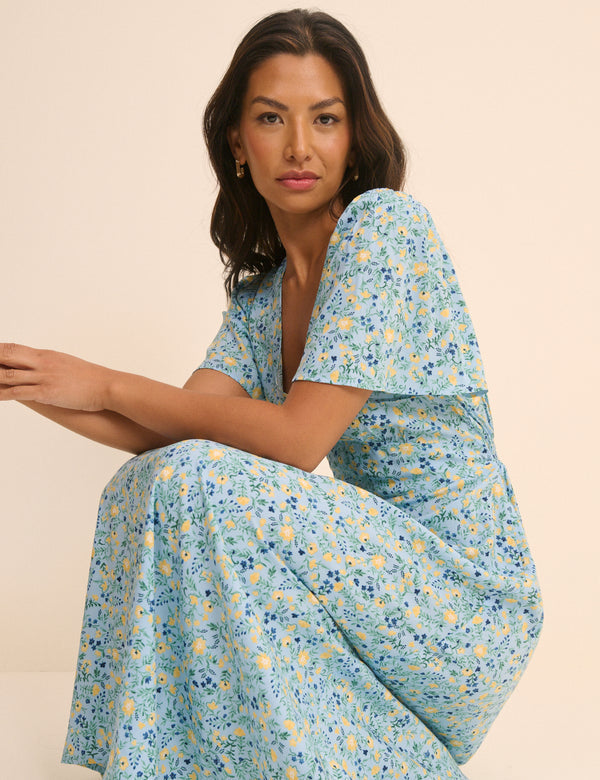 Blue Floral Atlas Midi Dress